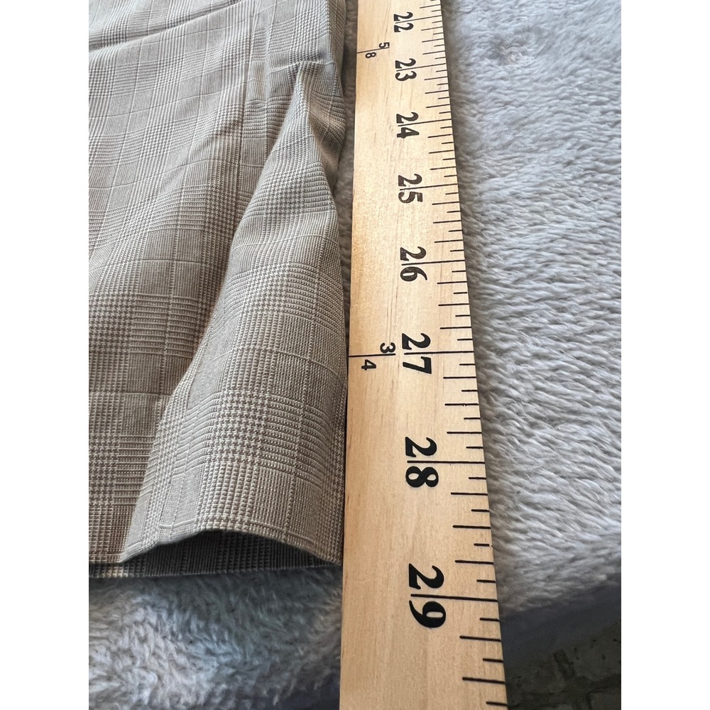 Louis Raphael Rosso Pants Mens 40x29 Tan Glen Plaid Dress Flat Front Trousers - Picture 3 of 7
